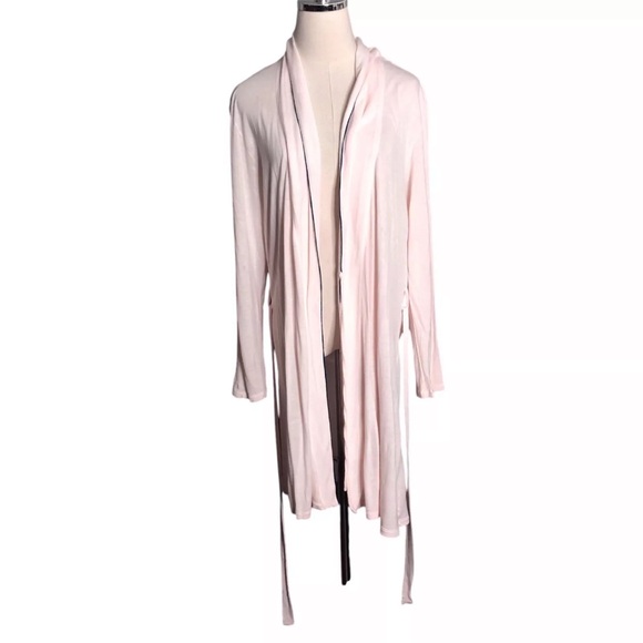 Eberjey Robe Womens L/XL Pale Pink Belted Soft Lightweight Short Kimono - Picture 7 of 10